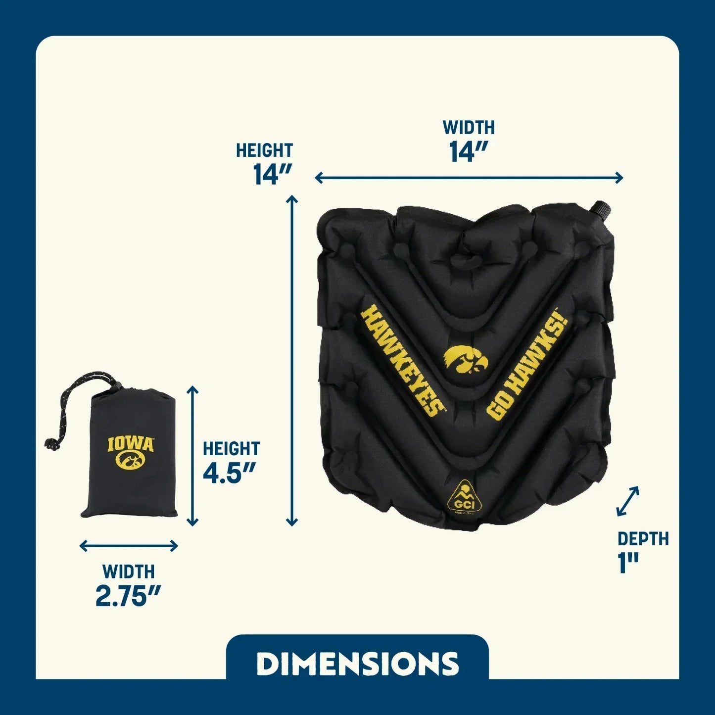 College V Seat™ Inflatable Stadium Cushion - Iowa Hawkeyes - Travel Edit
